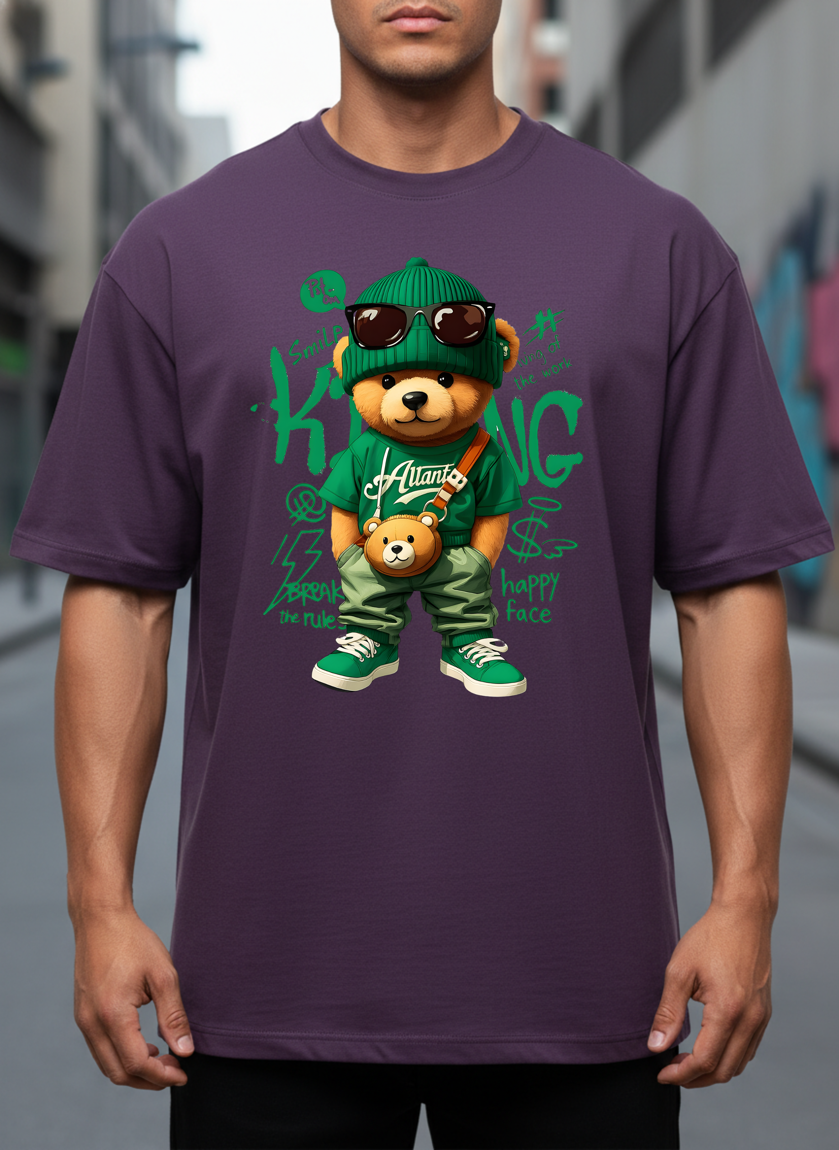 Angel Halo vs Demon Heads Purple T-Shirt | Edgy Graphic Top