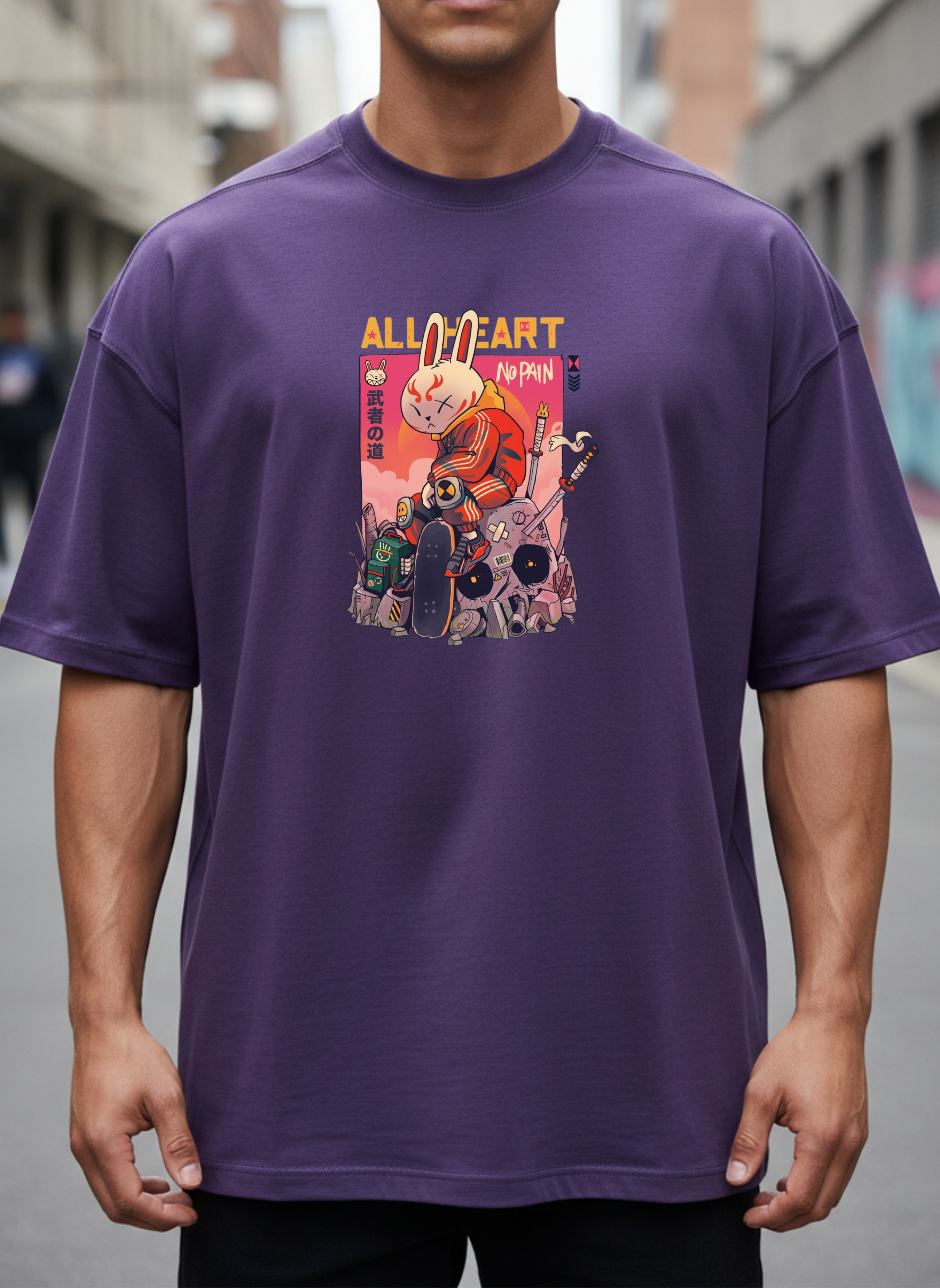 Angel Halo vs Demon Heads Purple T-Shirt | Edgy Graphic Top