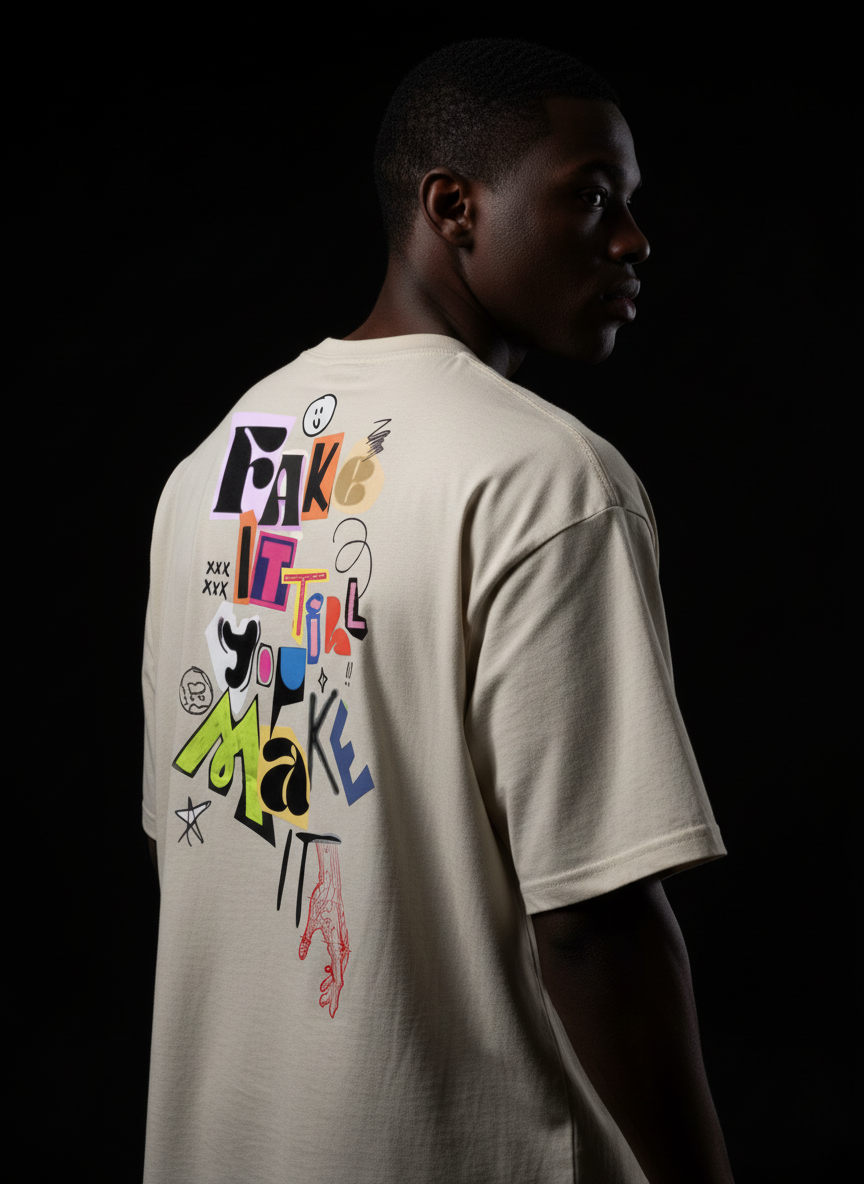 Fake It Graffiti Oversized Tee