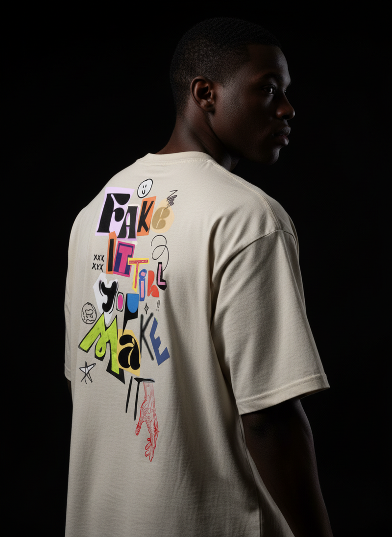 Fake It Graffiti Oversized Tee