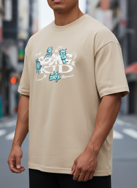 Anngi "Cosmic Kid" Graphic Tee | Beige Retro Street Style