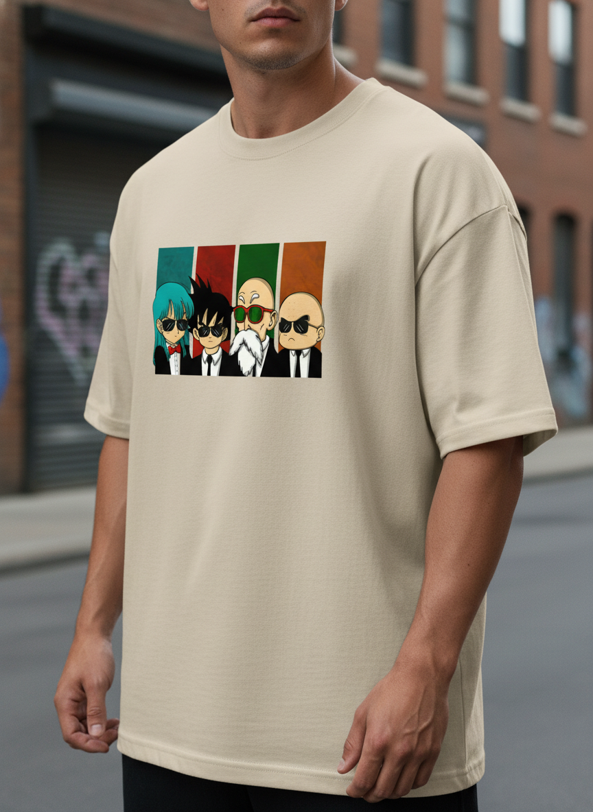 Anngi Cool Anime Gang Graphic Tee | Beige Streetwear