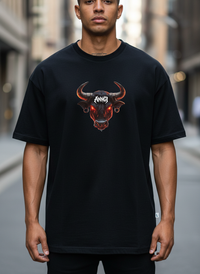 Anngi Raging Bull Graphic Tee | Black Oversized Street Style