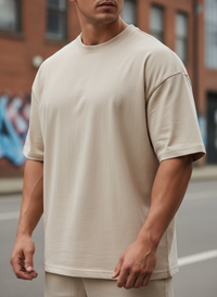 Beige Drop Shoulder Tee
