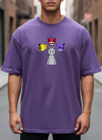 Halo Character & Devils T-Shirt | Edgy Purple Graphic Top