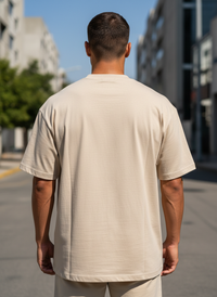 Anngi Cool Green Bear Graphic Tee | Beige Urban Streetwear Shirt