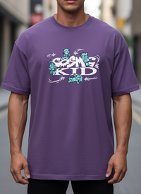 Angel Halo vs Demon Heads Purple T-Shirt | Edgy Graphic Top