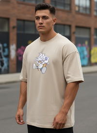 Anngi "Cloud Boy" Graphic Tee | Beige Anime Streetwear Shirt