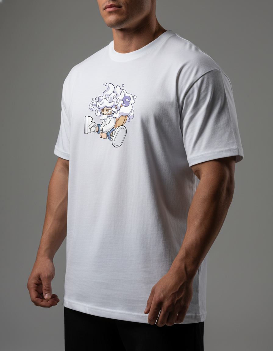 Men's White Anime Graphic T-Shirt | Soft Cotton Streetwear