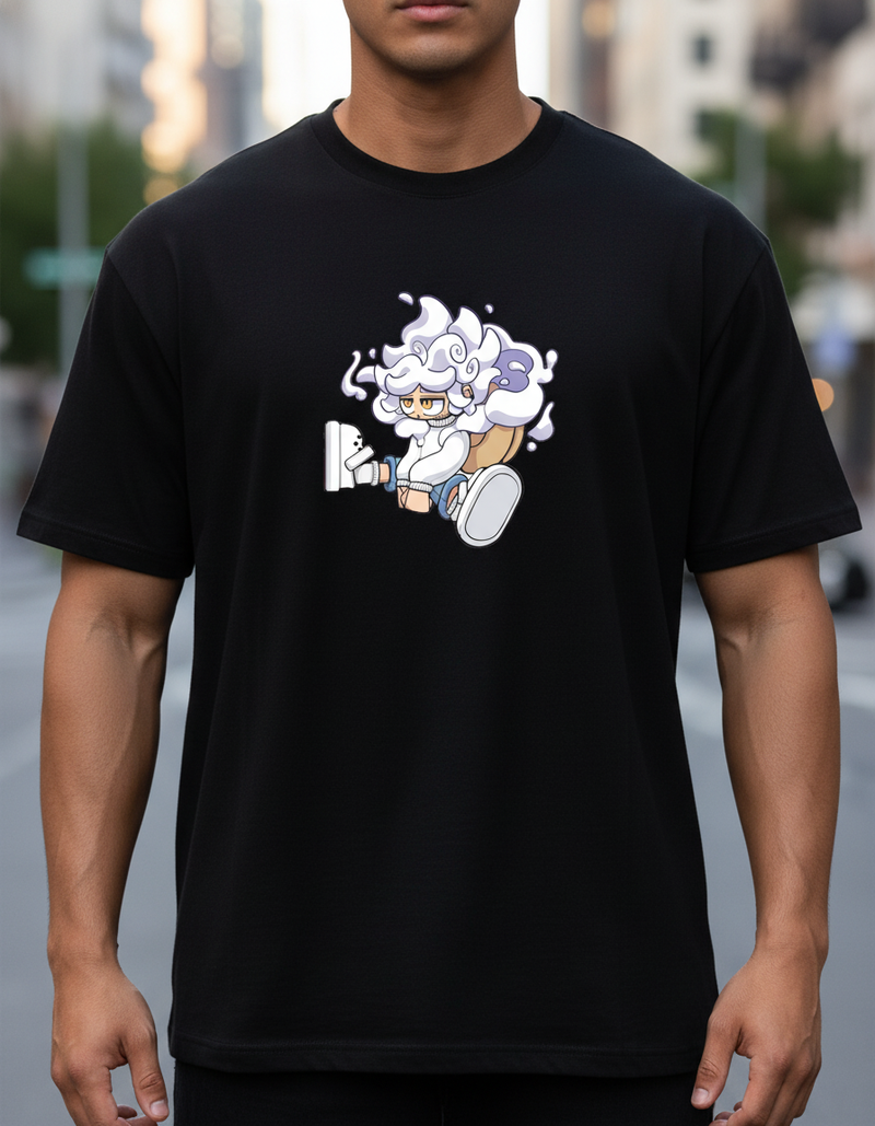 Anngi "Cloud Boy" Graphic Tee | Black Anime Streetwear Shirt