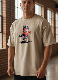 Anngi Venom Eating Spider-Man T-Shirt - Beige Oversized Tee