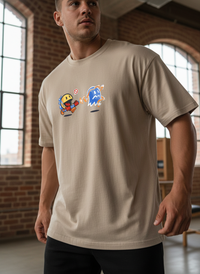 Anngi Retro Gaming Parody Graphic Tee | Beige Streetwear