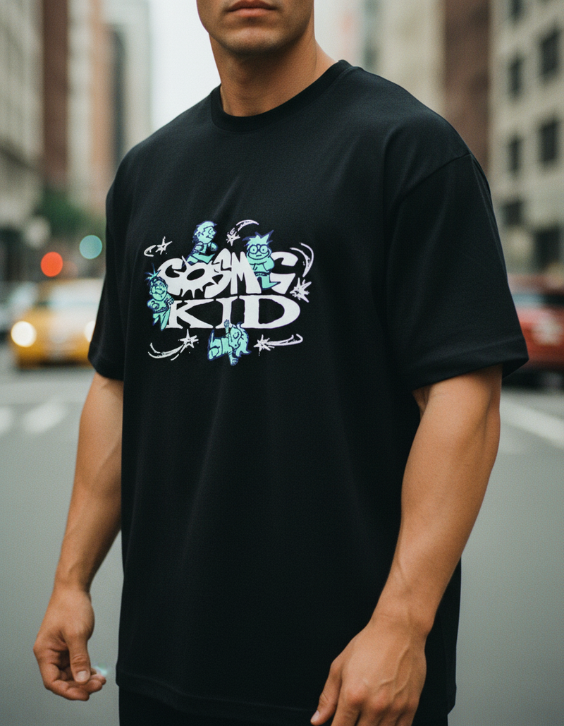 Anngi "Cosmic Kid" Graphic Tee | Black Retro Street Style