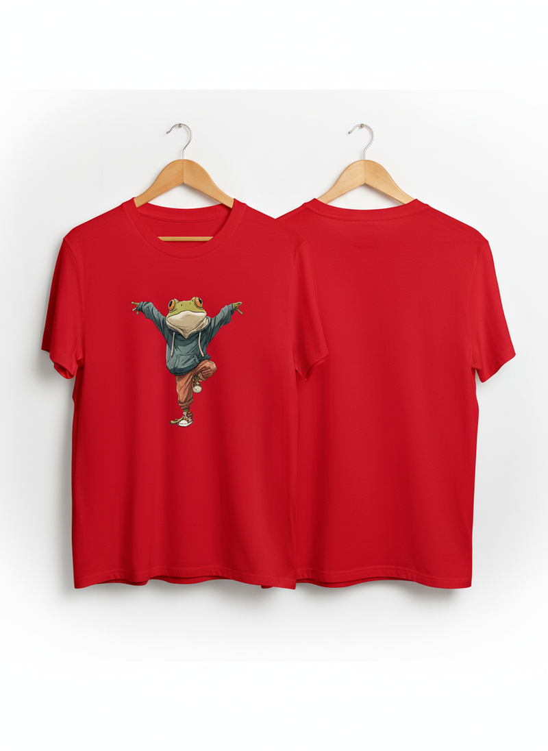 Anngi Red Yoga Frog Graphic Tee