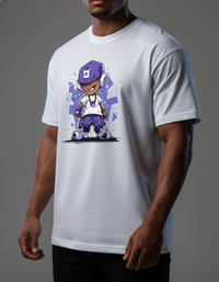 Urban B-Boy Cartoon White T-Shirt | Hip Hop Graphic Tee