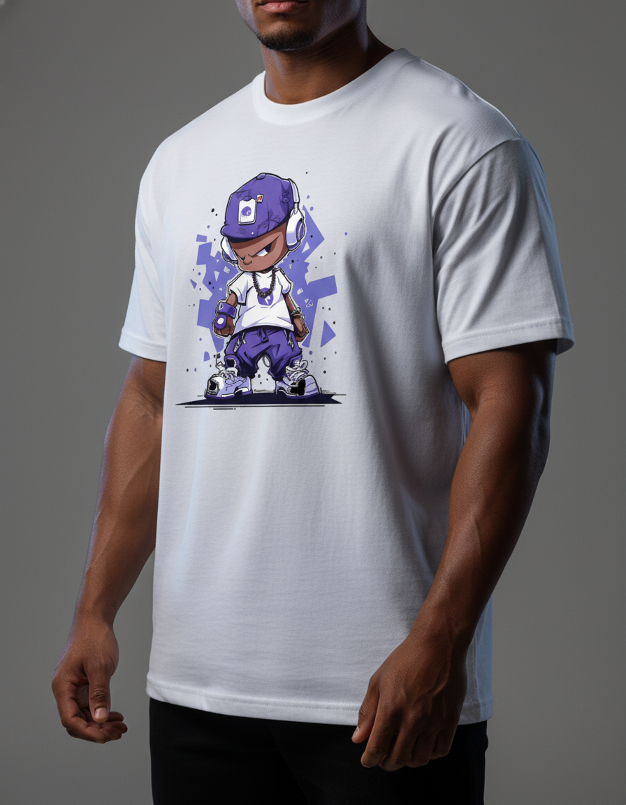 Urban B-Boy Cartoon White T-Shirt | Hip Hop Graphic Tee