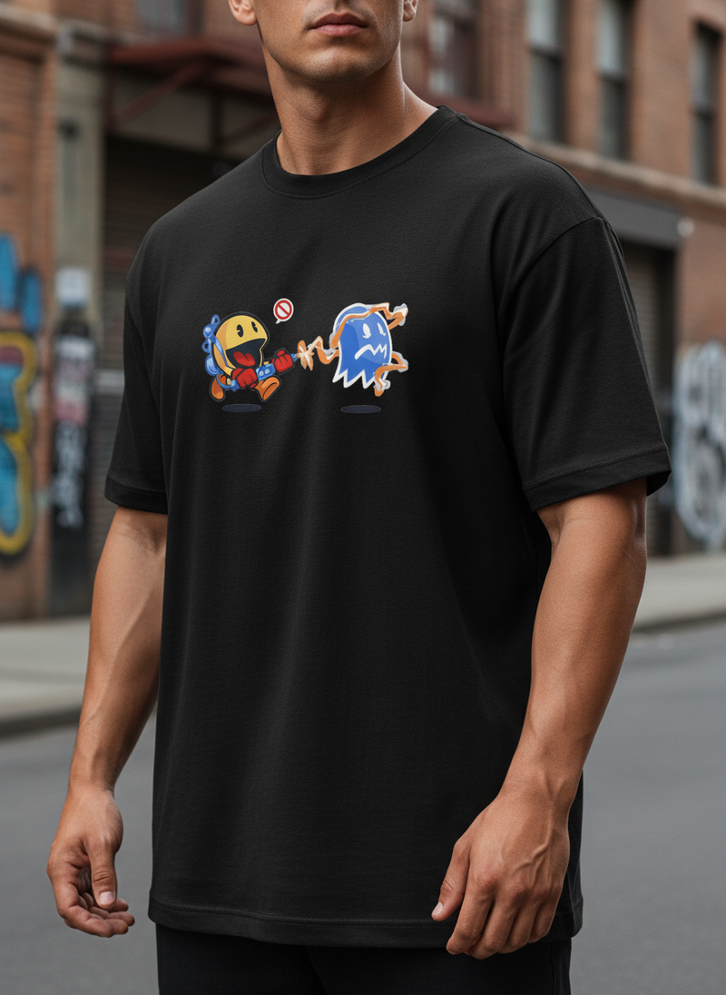 Anngi Retro Arcade Graphic Tee | Black Pac-Man Streetwear